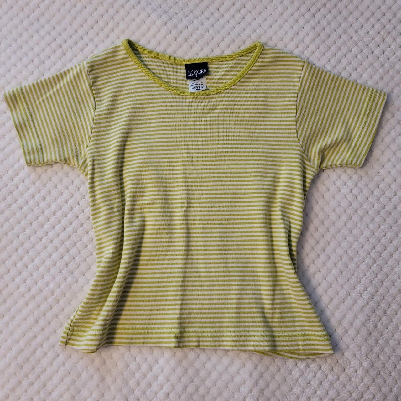 Green stripe baby t-shirt. Casual top, kidcore top.... - Depop