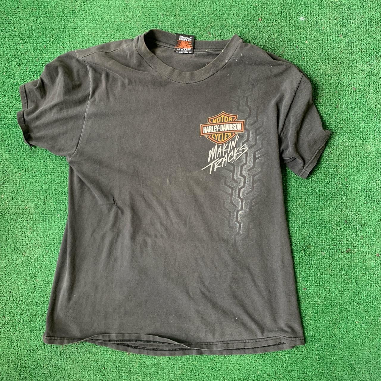 Faded black Harley Davidson motor cycle t-shirt... - Depop