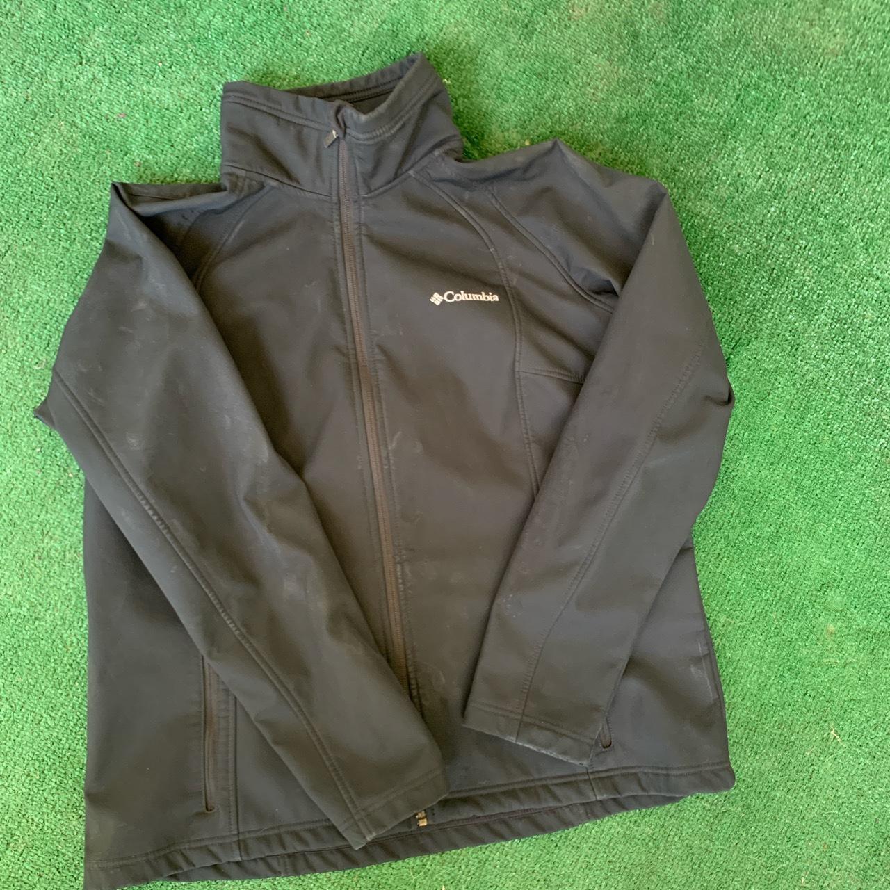 black small columbia zip up jacket, worn but in good - Depop