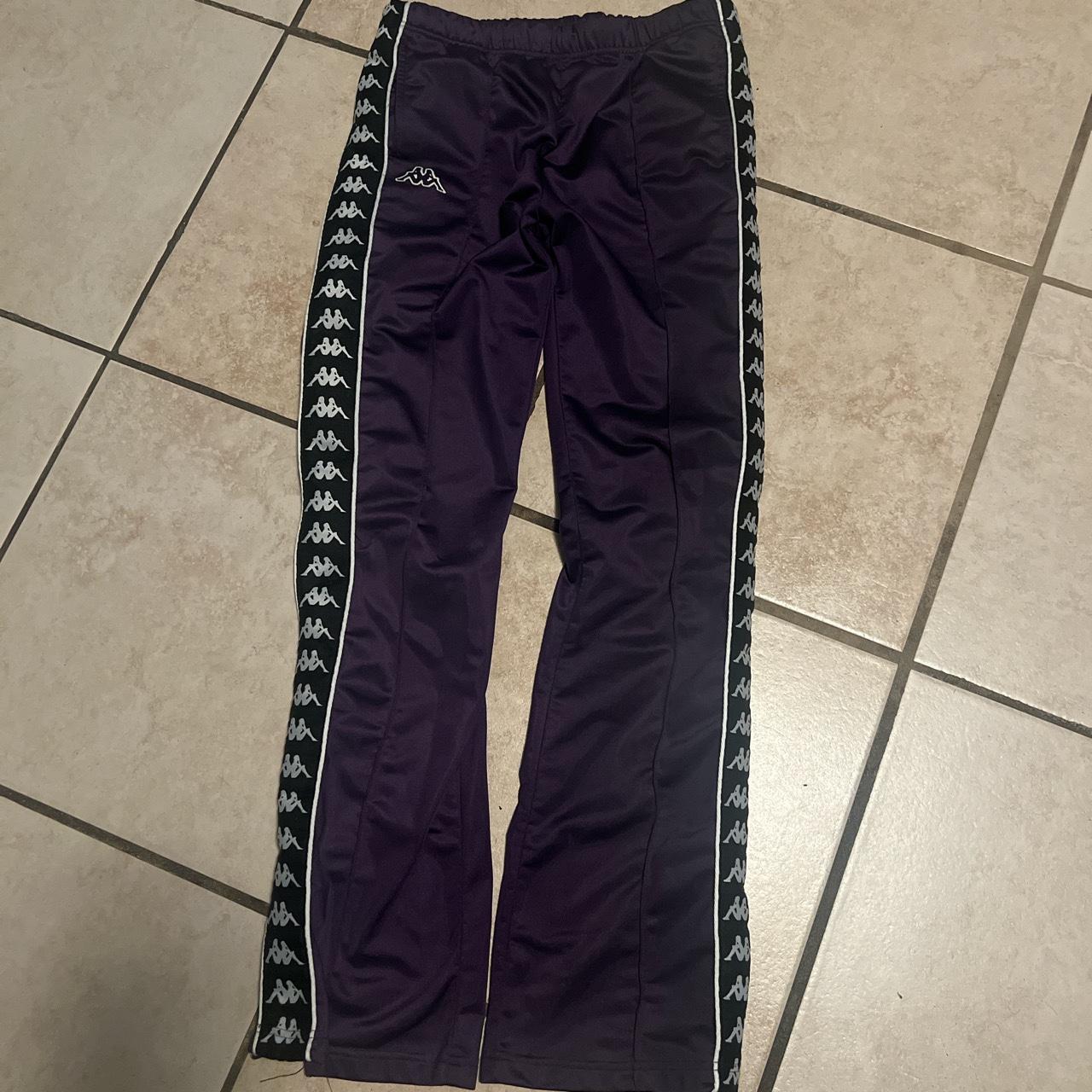 purple kappa pants really nice with a flare at the... - Depop