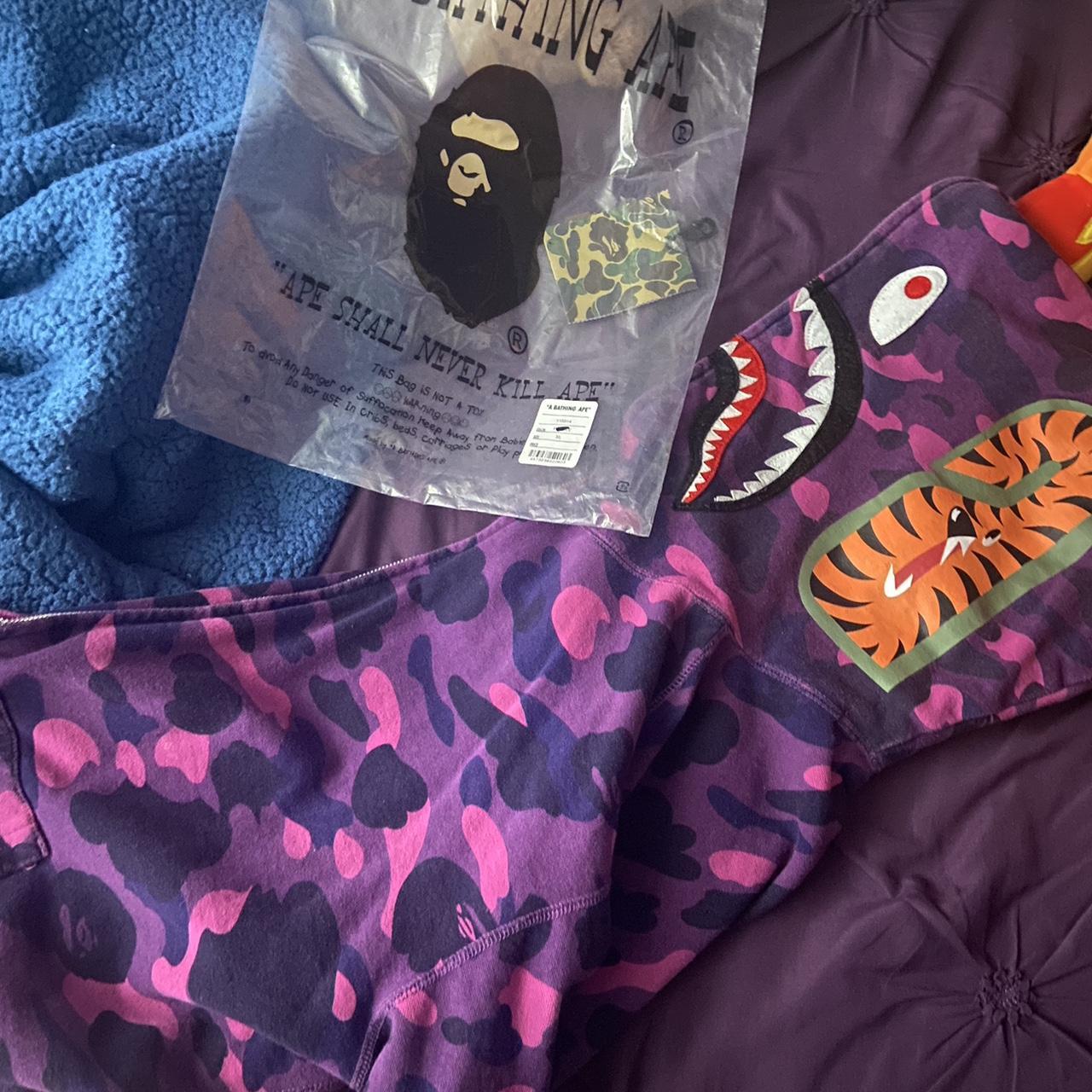 Purple shark bape hoodie ! fits like a large/XL... - Depop