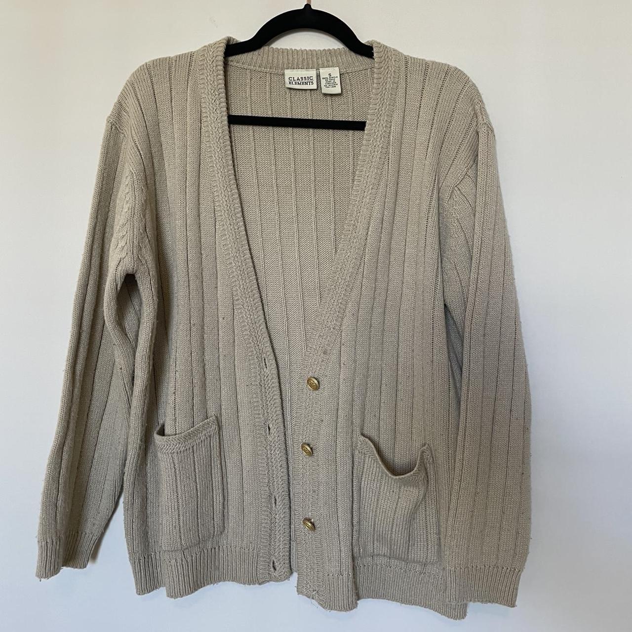 Cable Knit Beige Cardigan -some light pilling... - Depop