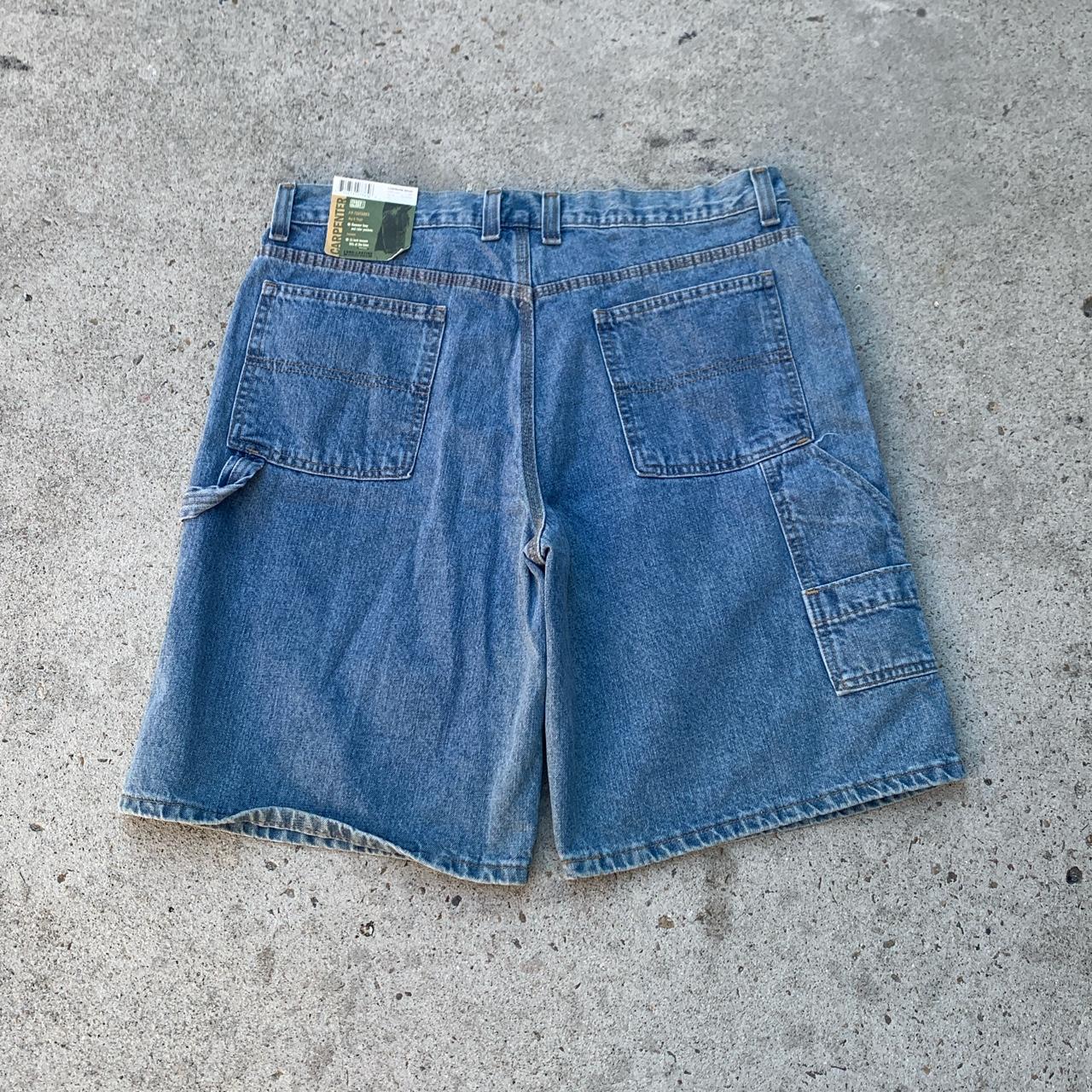 Baggy y2k cyber grunge skater Jean shorts Light... Depop