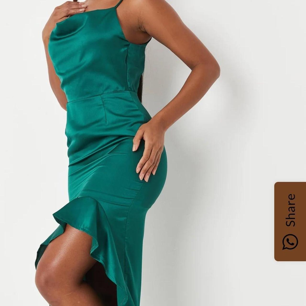 Missguided Green Satin Oversized Shirt Dress - ShopStyle