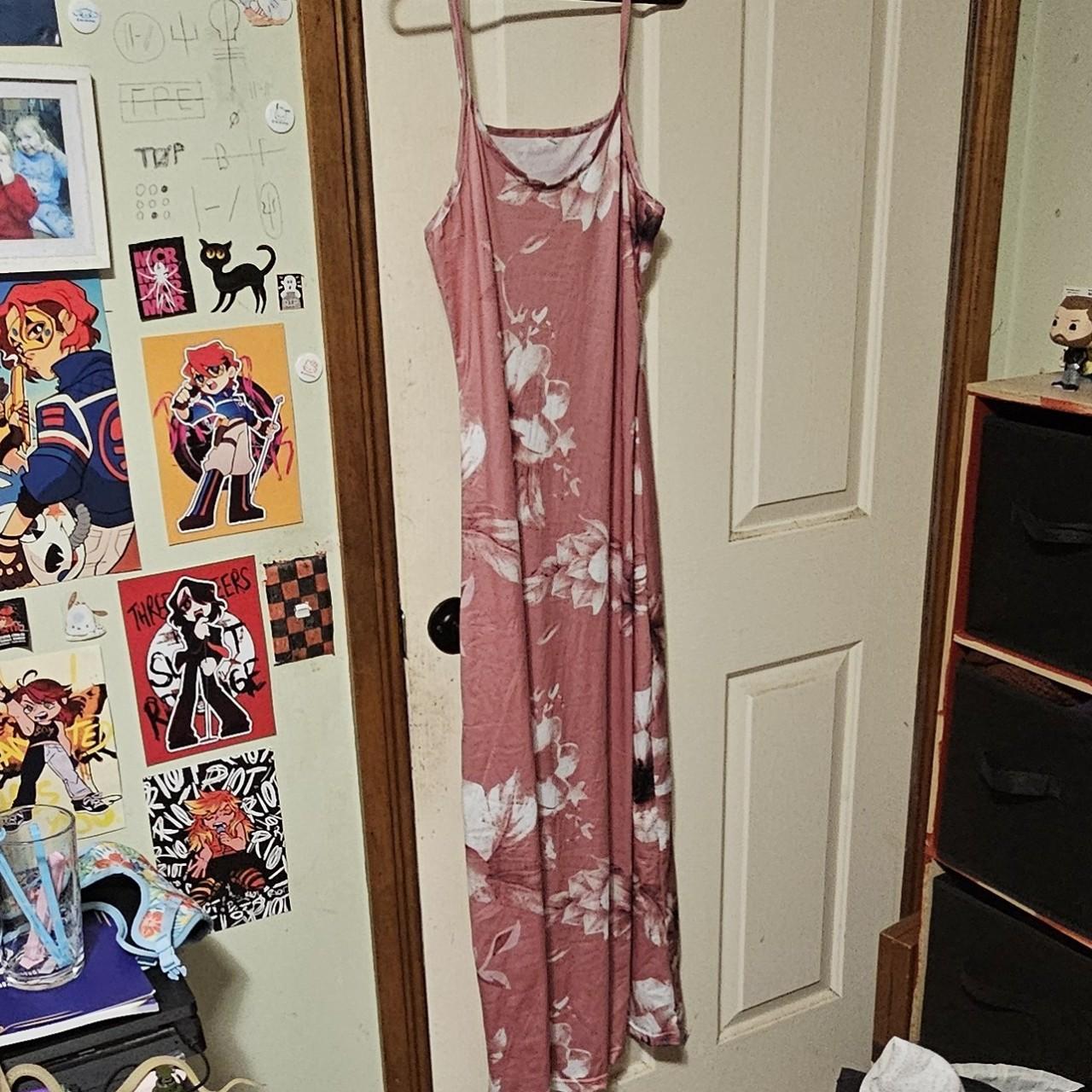 Pink floral maxi dress Rarely been worn, no stains,... Depop