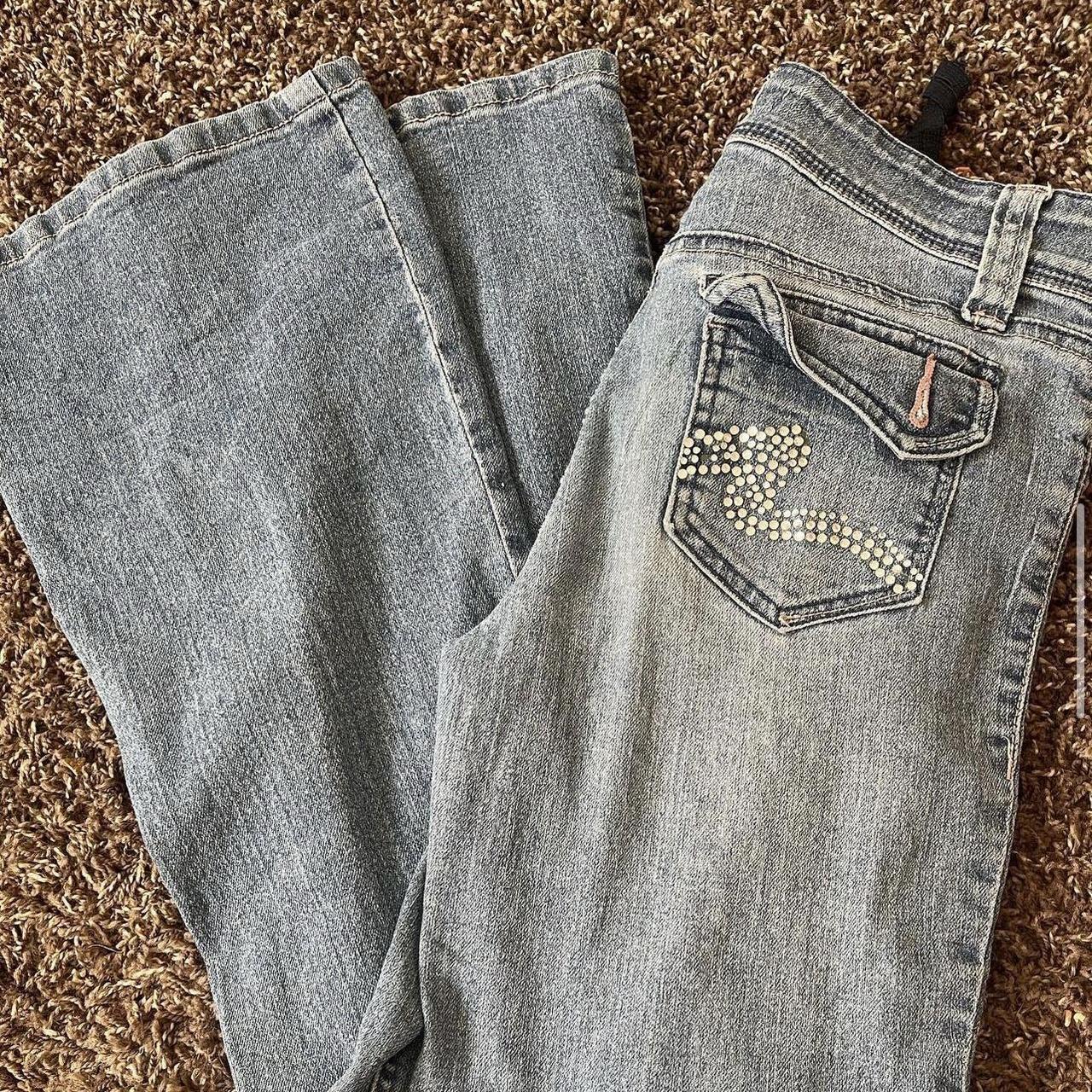 l.e.i low rise bedazzled bootcut jeans - Depop