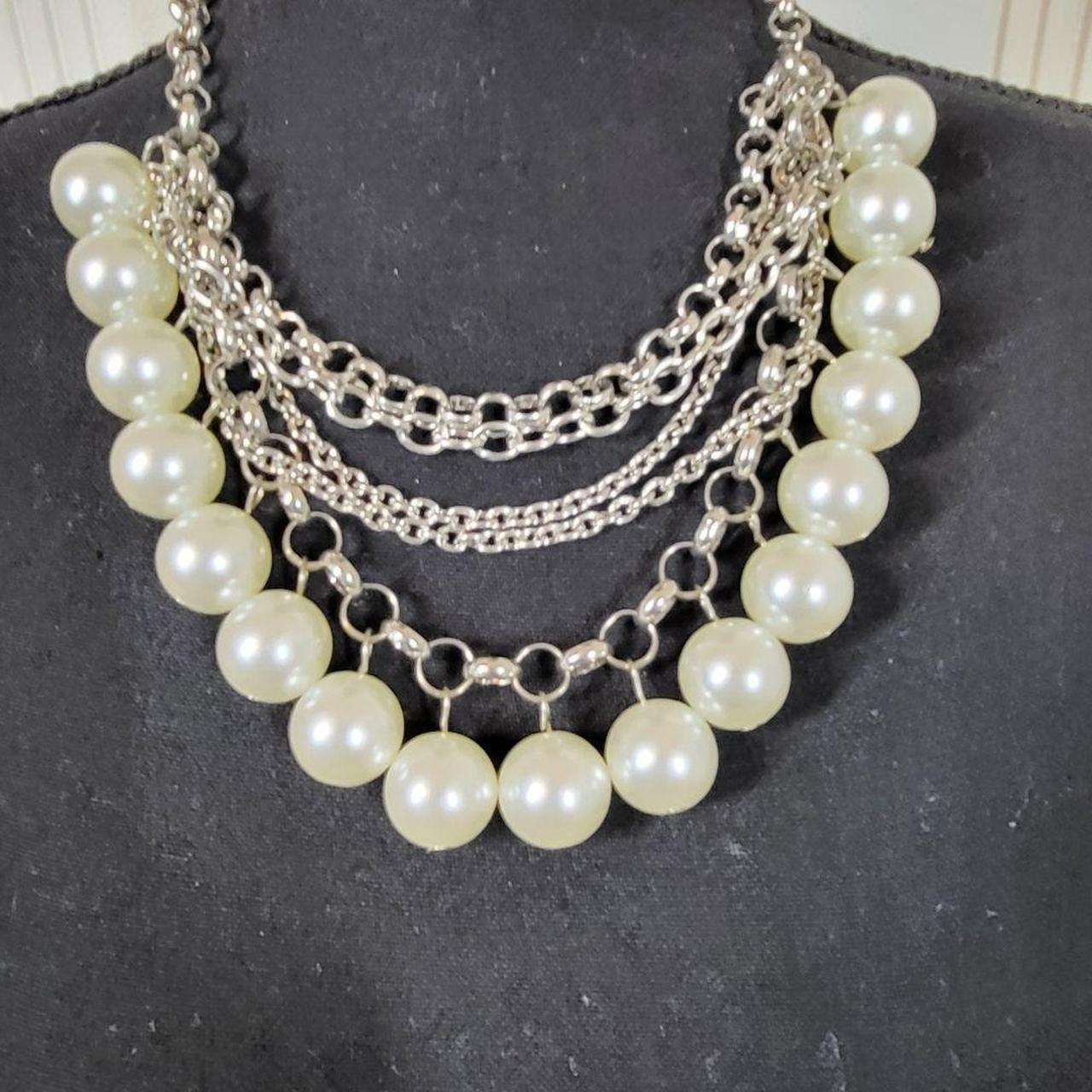 Extra large faux hot sale pearl necklace