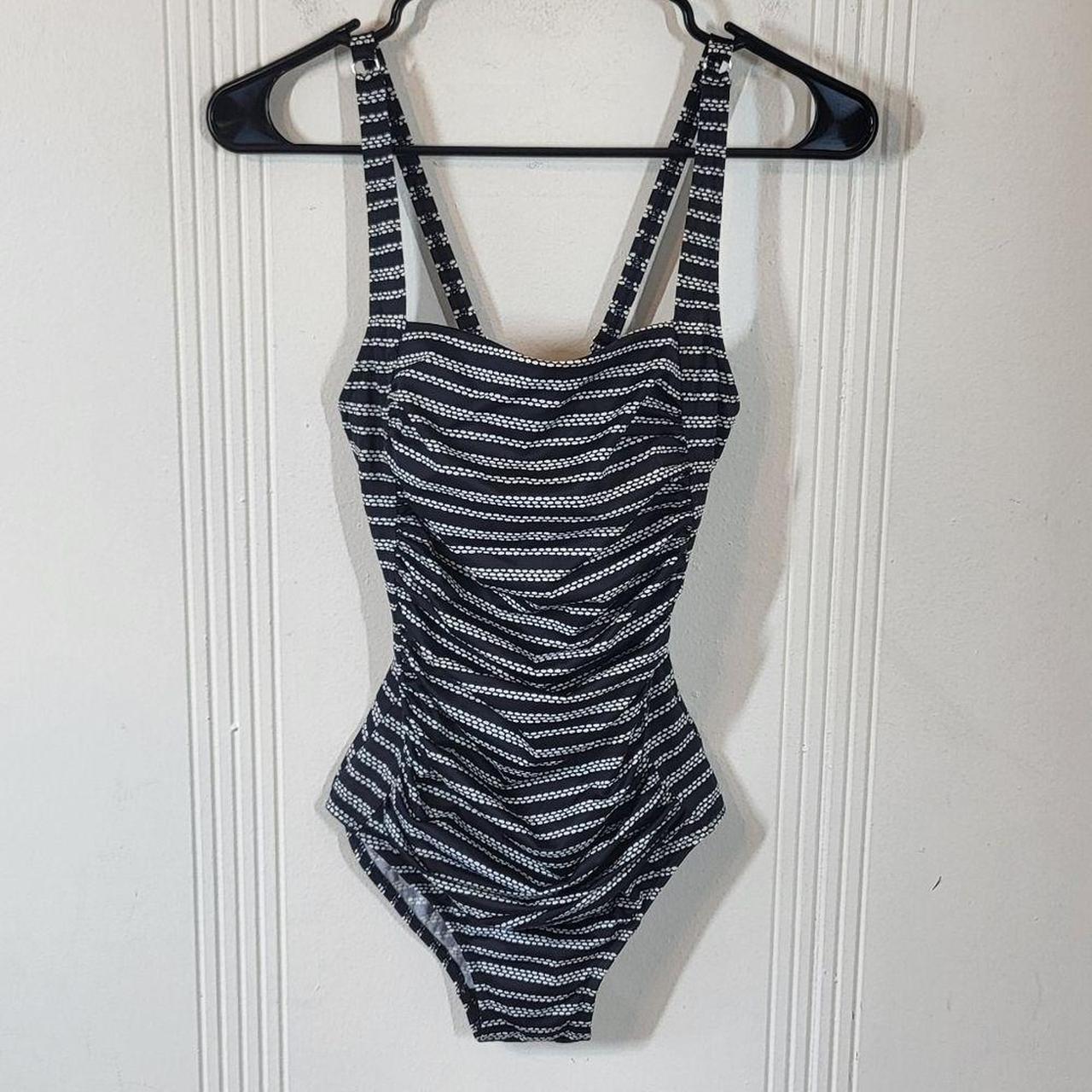 L.L.Bean Women's Black and White Swimsuit-one-piece | Depop