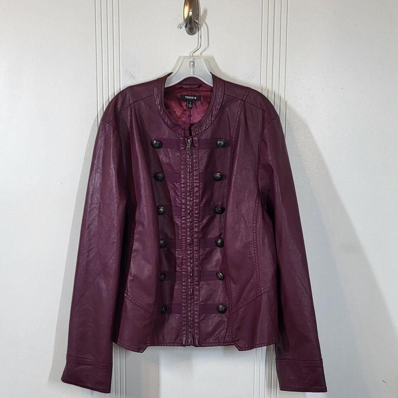 Faux leather shop purple jacket