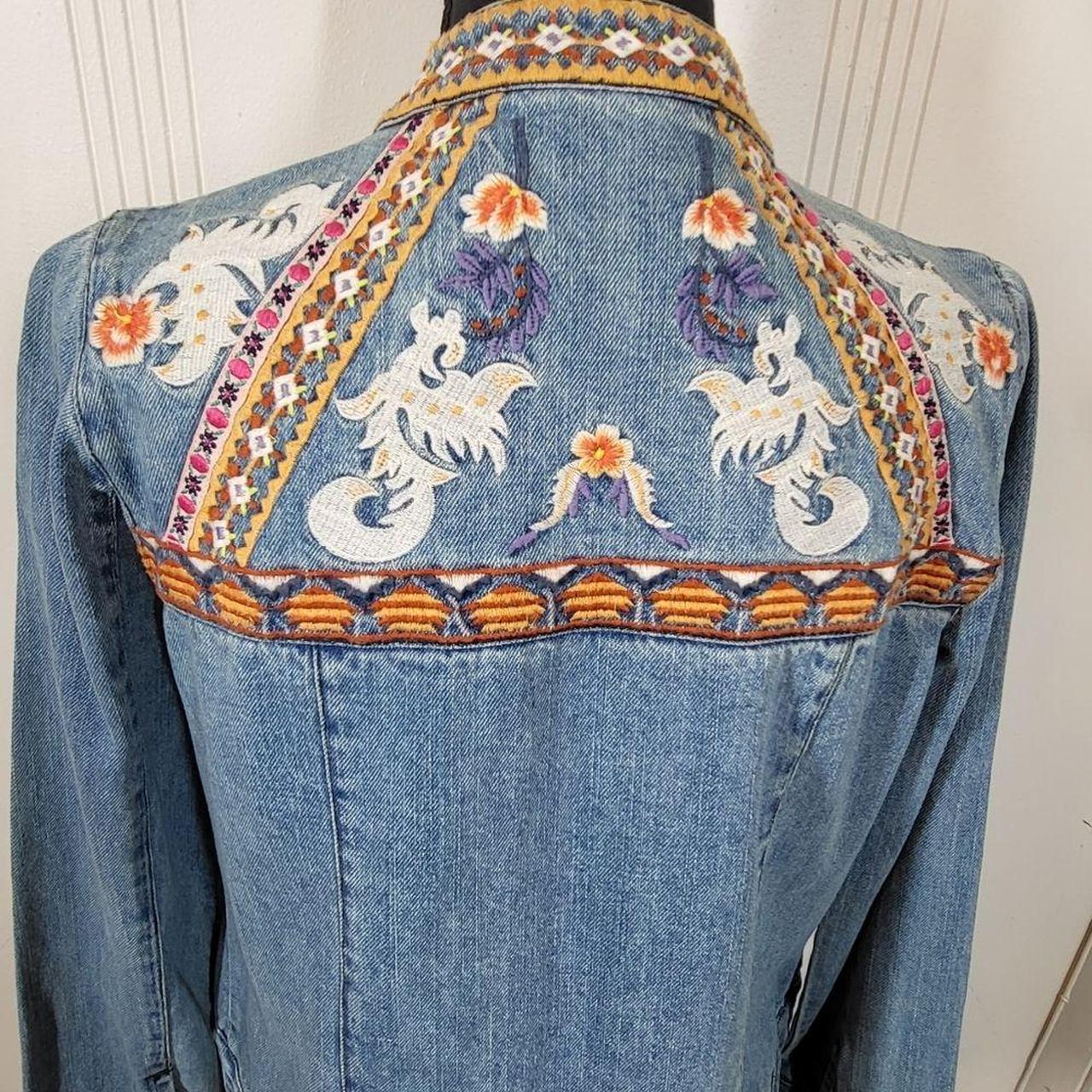 Chicos embroidered hotsell denim jacket