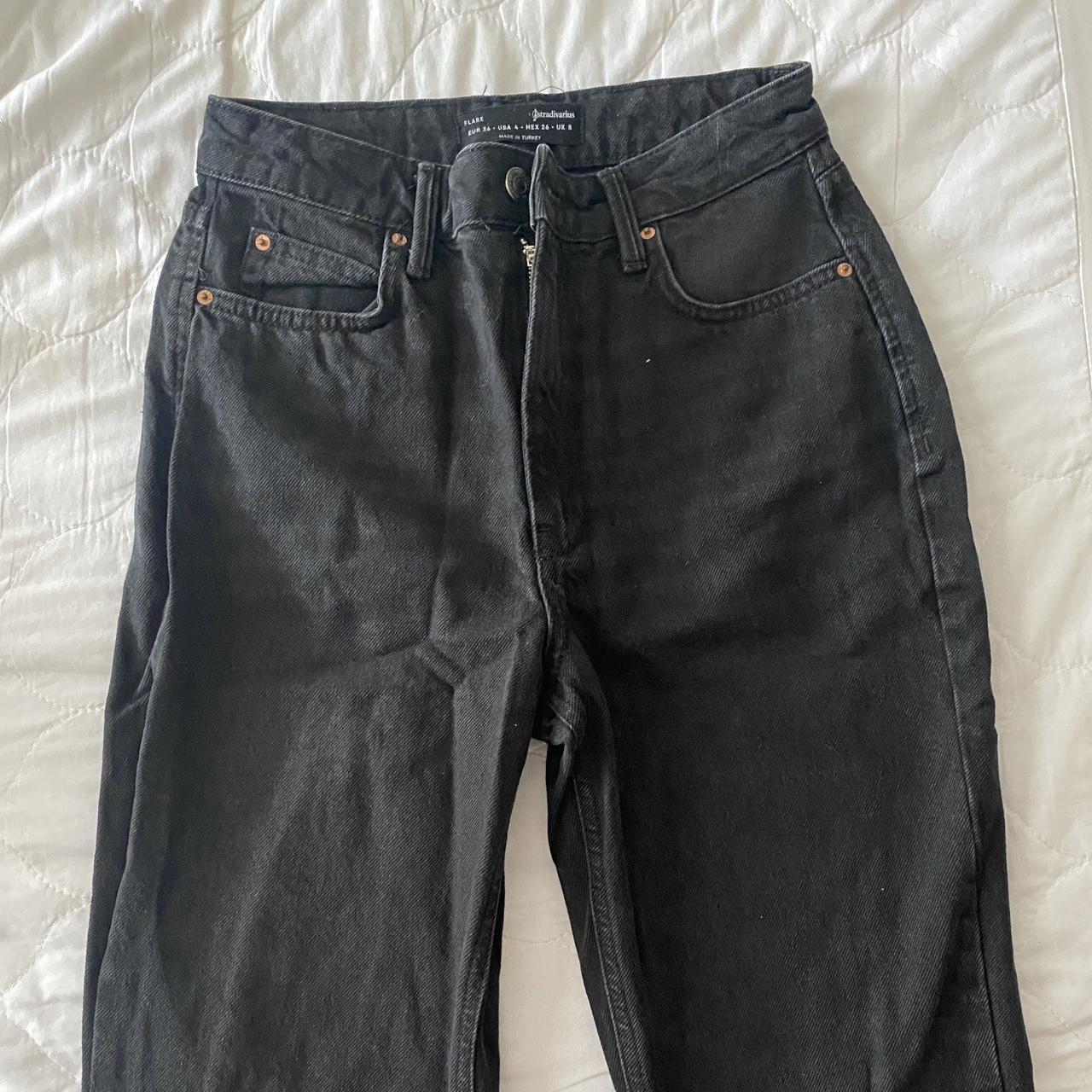 Stradivarius black wide leg jeans UK size
