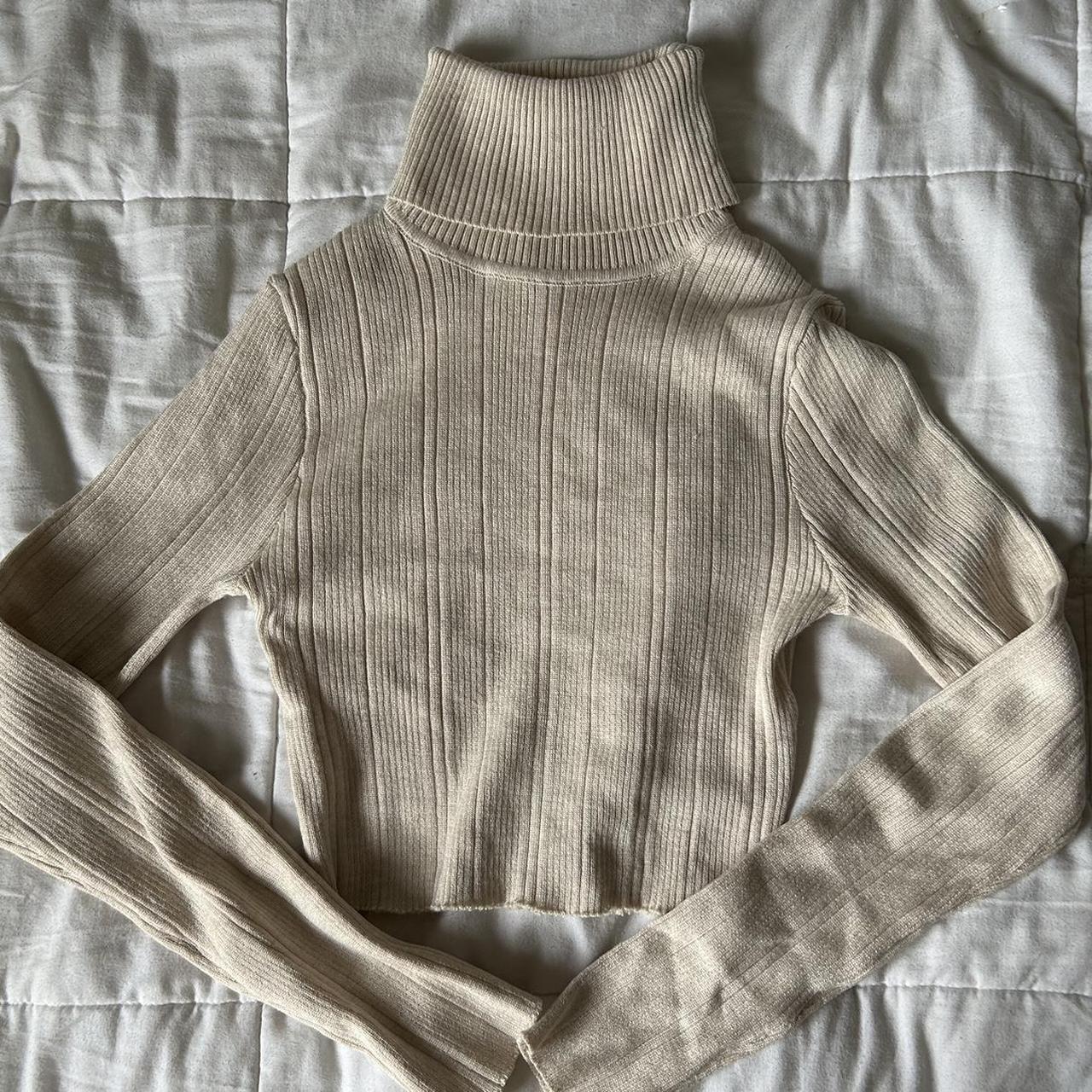 cream long sleeve turtleneck size xs/s same day... - Depop