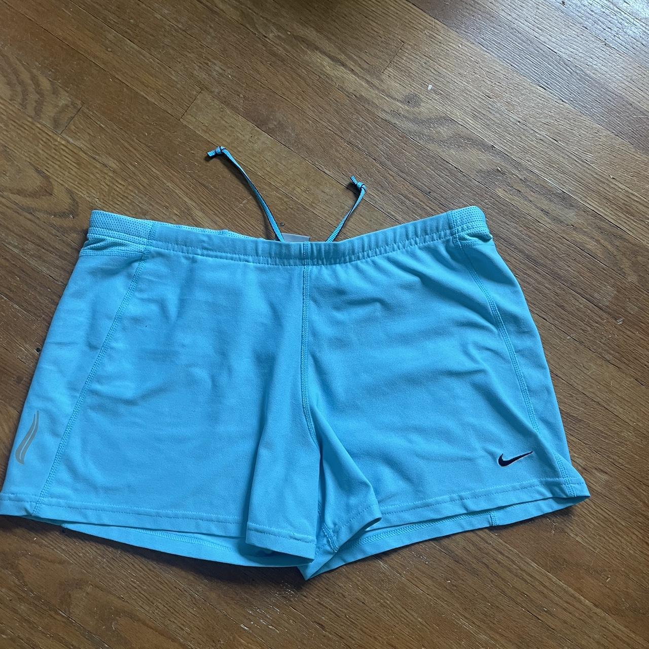 two tone blue nike dri-fit atheltic shorts teal and - Depop