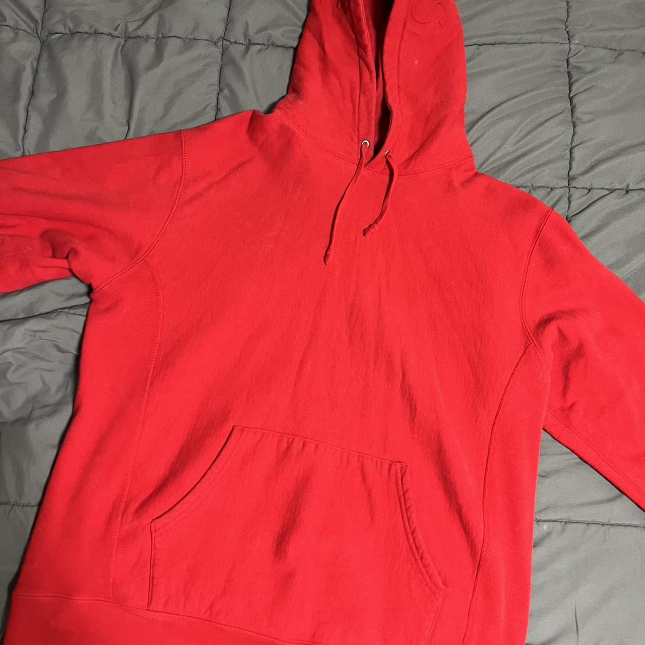 Red Supreme Vishnu Hoodie size medium Small tear on - Depop