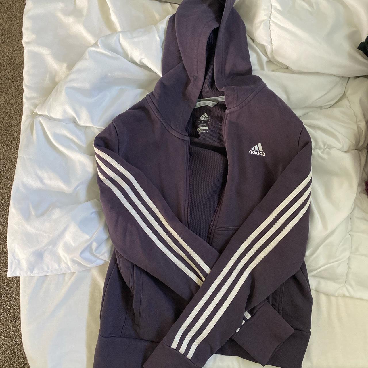 Purple zip up adidas jacket Size M In great condition - Depop