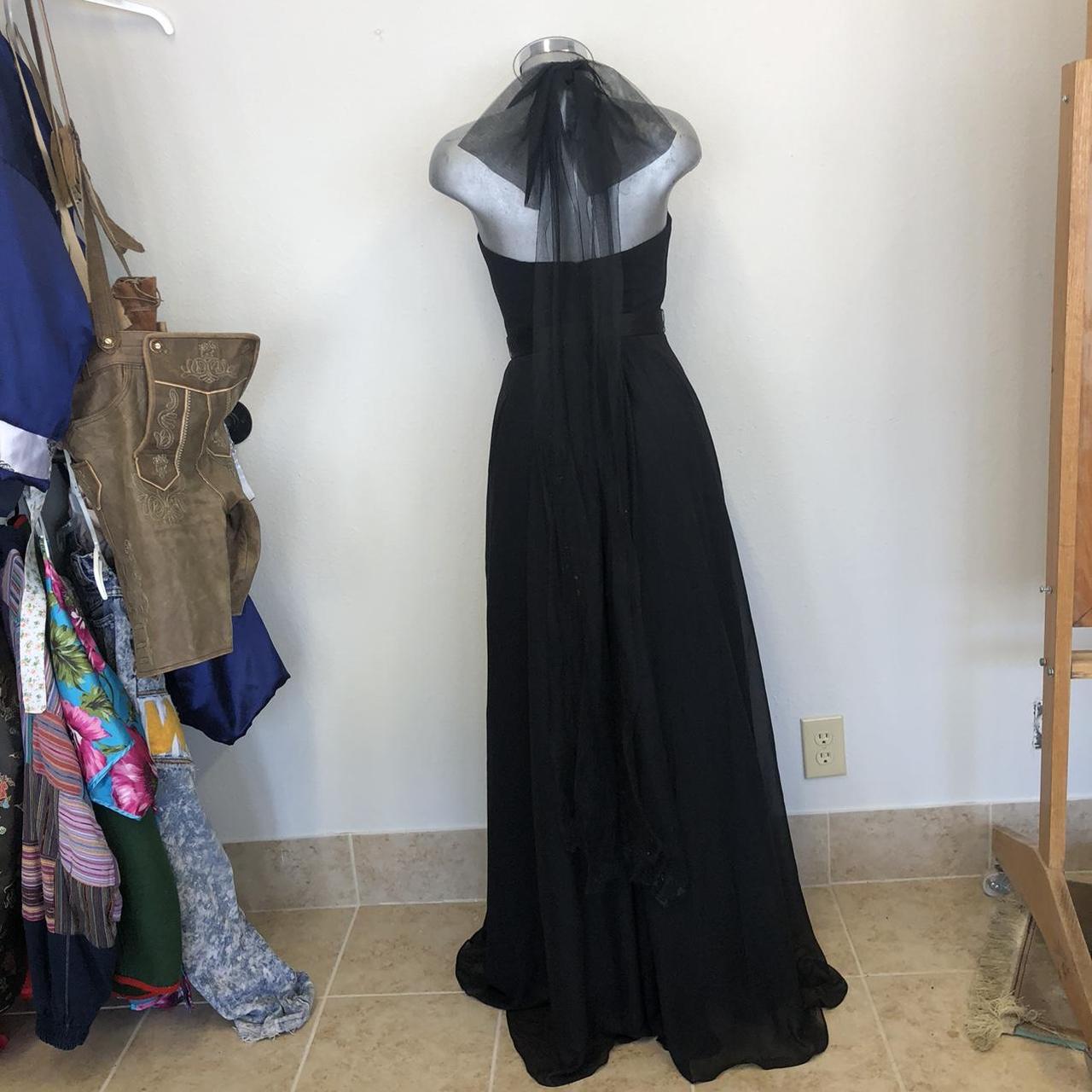 Vera Wang along Chiffon Bow Hal Black Dress Sz 2... - Depop