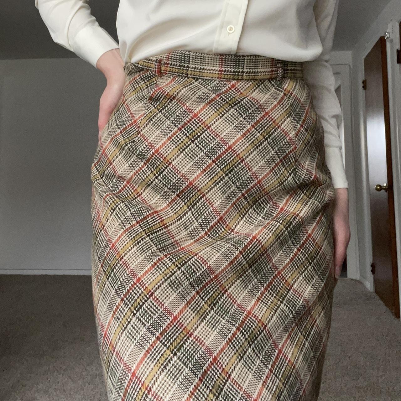 60s green plaid outlet skirt