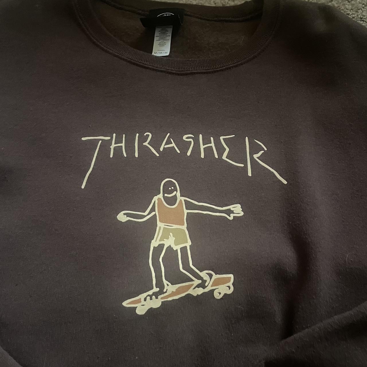 brand new thrasher crew neck wore once ever size medium - Depop