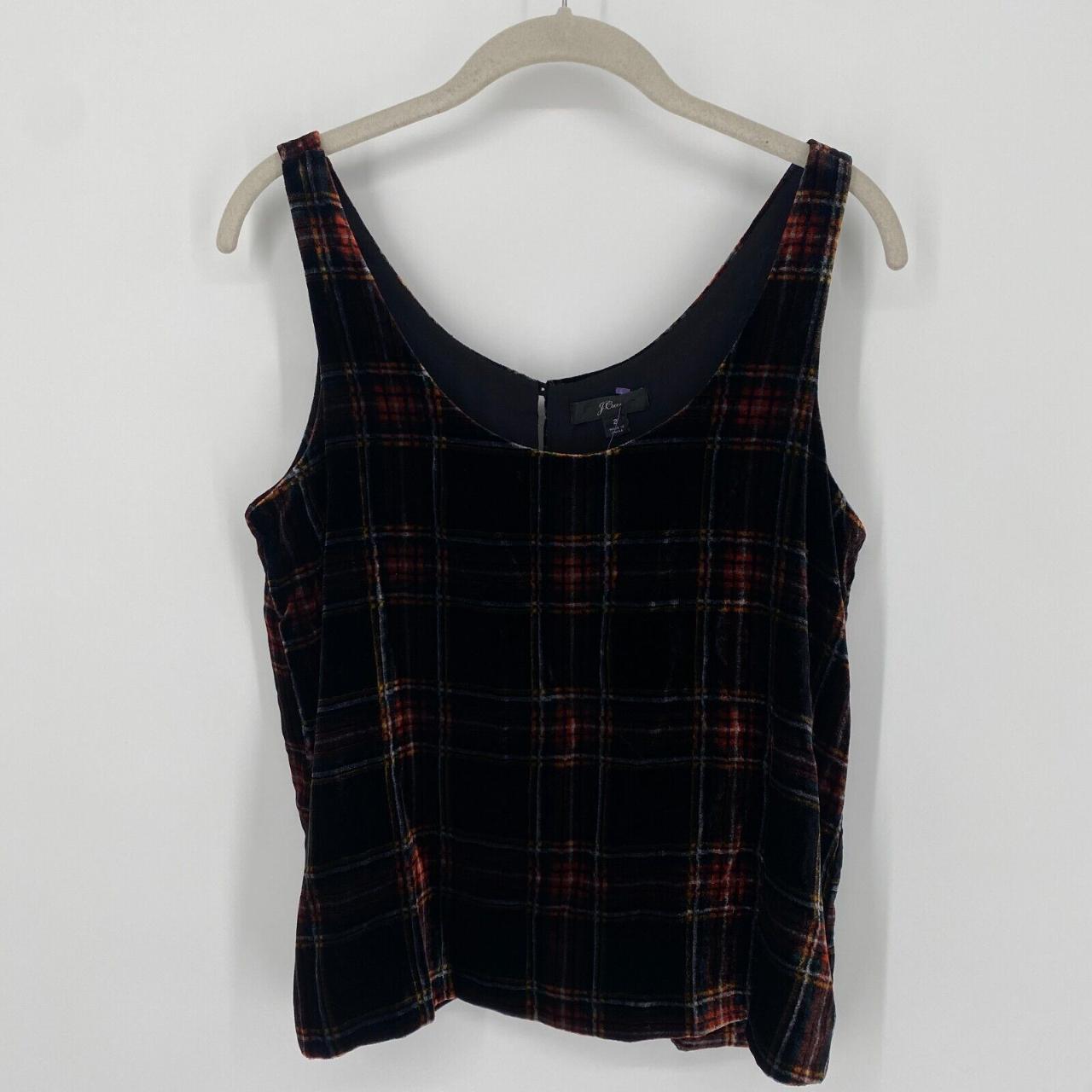 J.crew shirt womens 2 multicolor velvet plaid tank - Depop