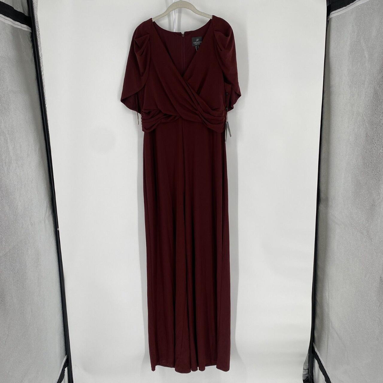 Adrianna Papell Jumpsuit Women s 16 burgundy draped Depop