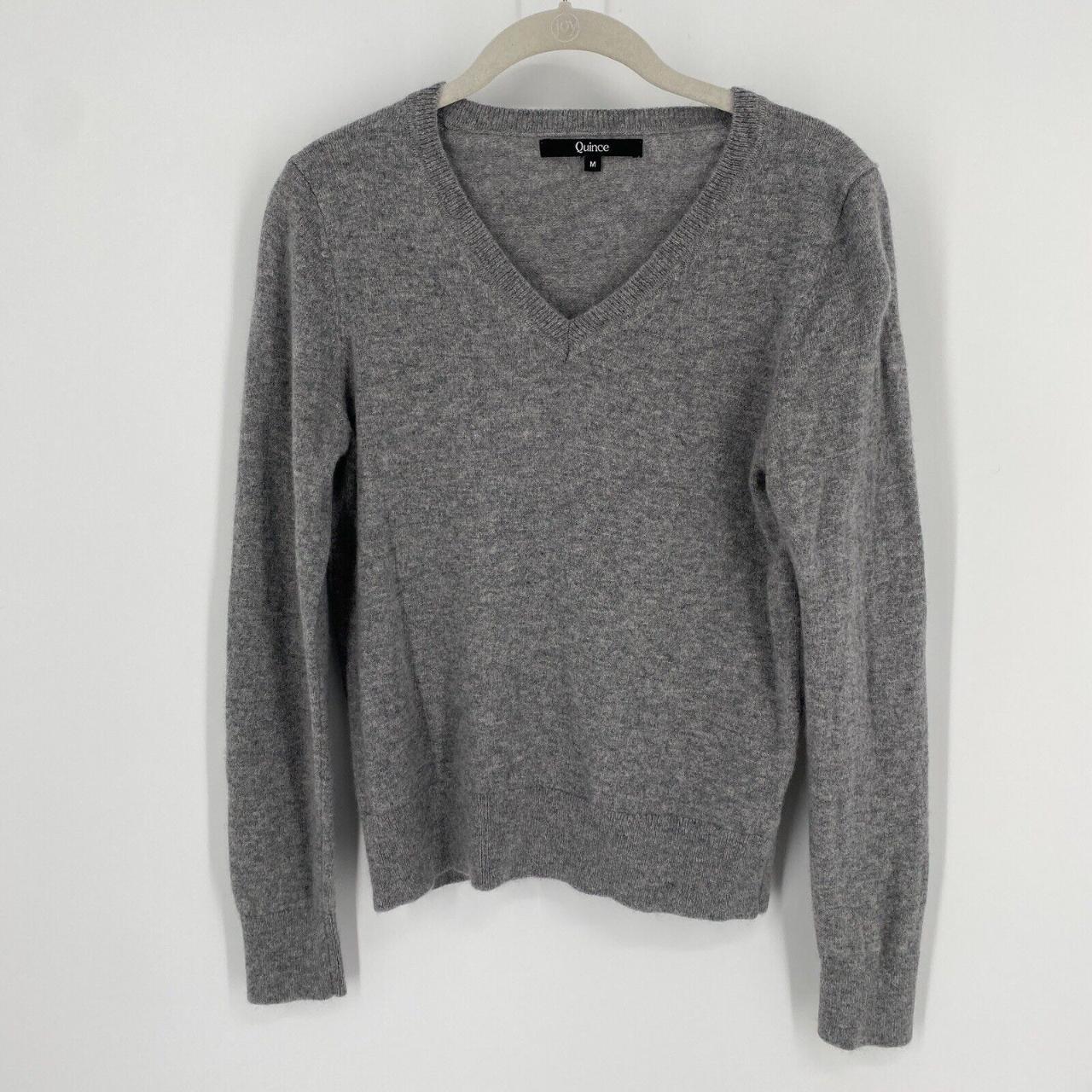 Quince Sweater Women’s medium M gray cashmere v-neck... - Depop