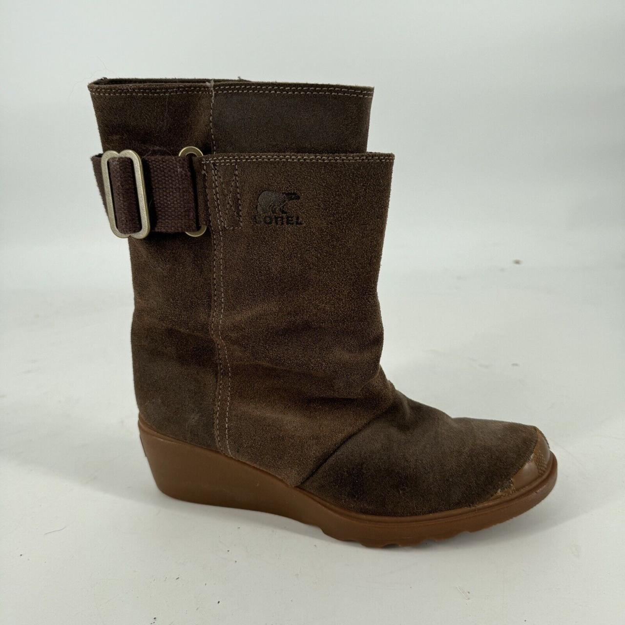 Sorel Boots Women's brown leather suede mid Depop