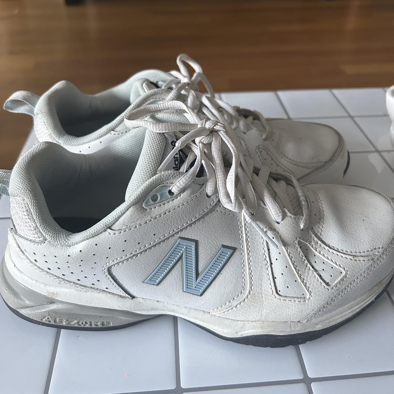 White and blue new balance sneaker! Size 39 Worn... - Depop