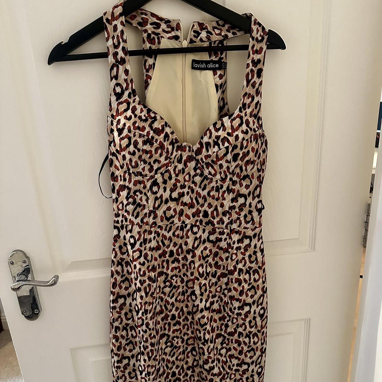 Lavish Alice Leopard print dress with a zip at the. Depop