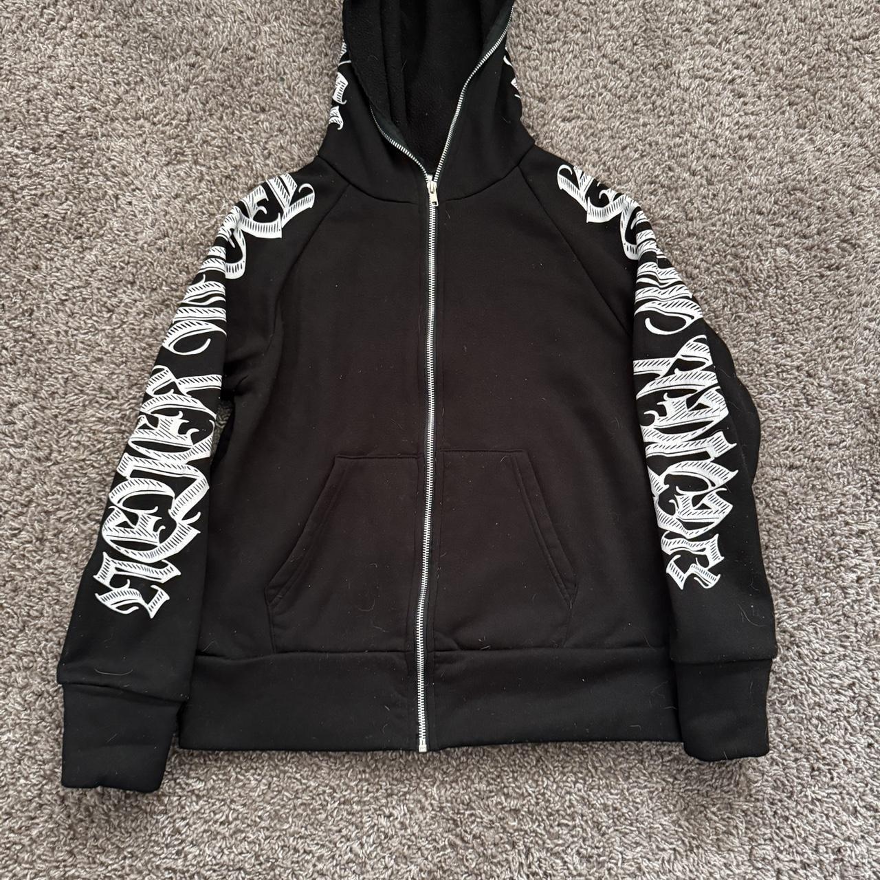 Black full zip hoodie - Depop