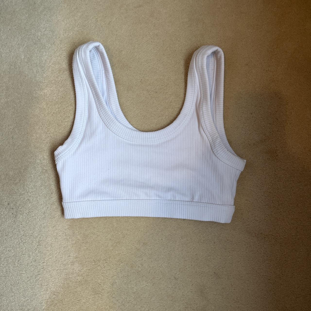 Alo Yoga Ribbed Sports Bra White ribbed Size... Depop