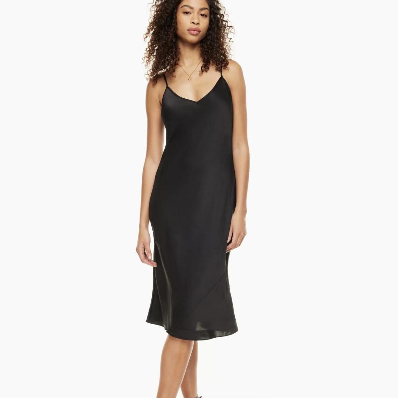 Aritzia Only Slip Midi Dress Size medium Black Midi... Depop