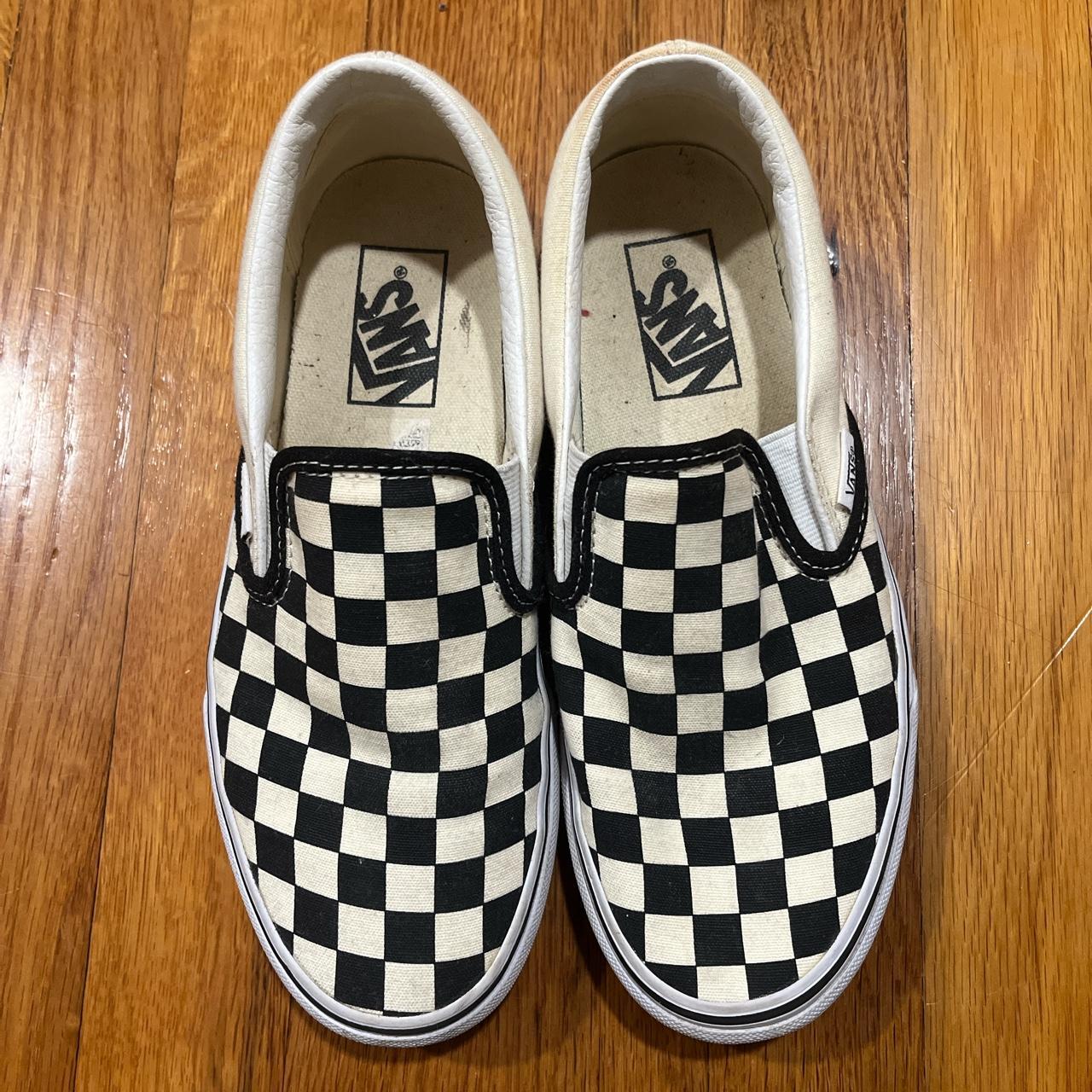 Vans checkered black and white minor scuffing (will... - Depop