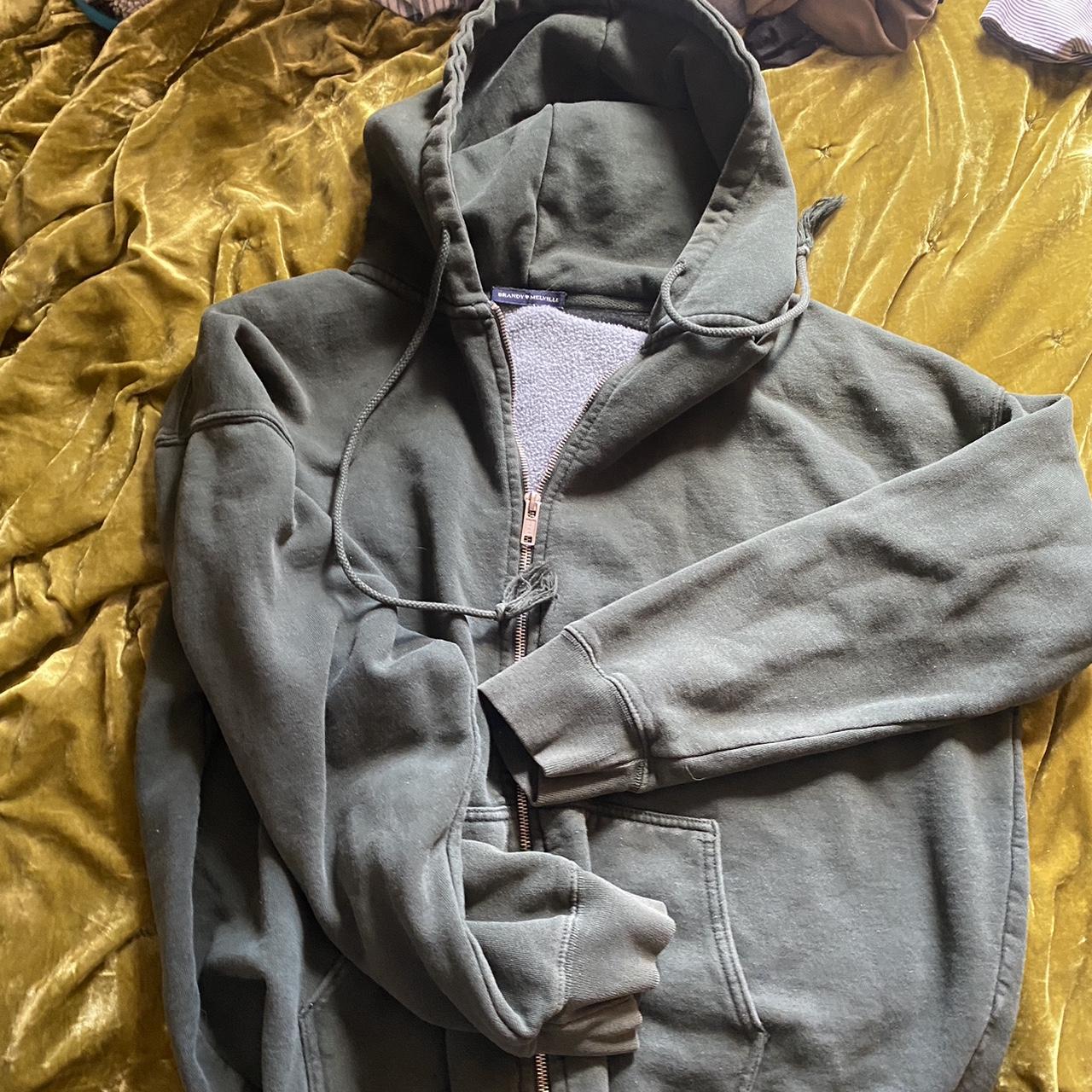 Brandy Melville black oversized zip hoodie Super - Depop