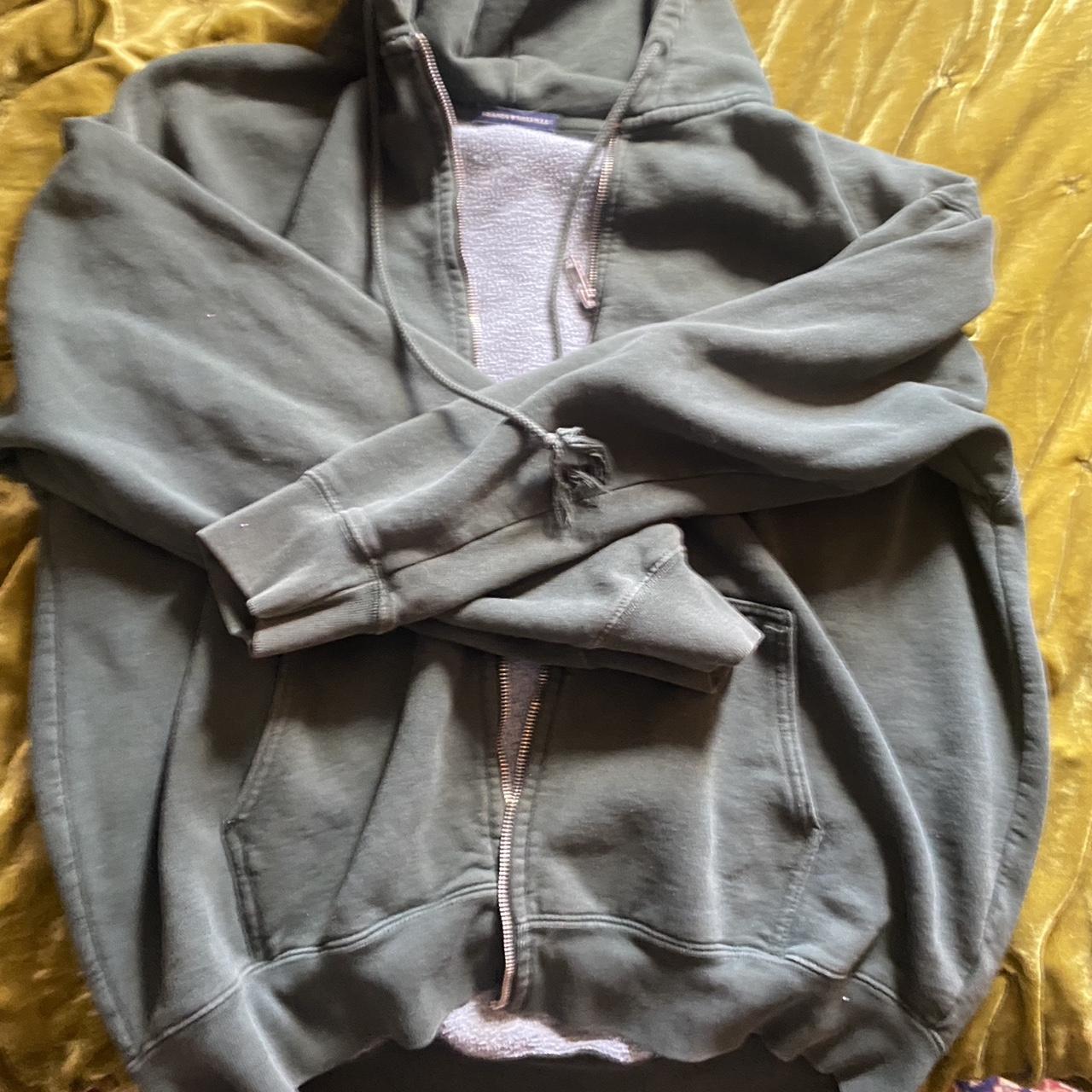 Brandy Melville oversized dark green zip up hoodie - Depop