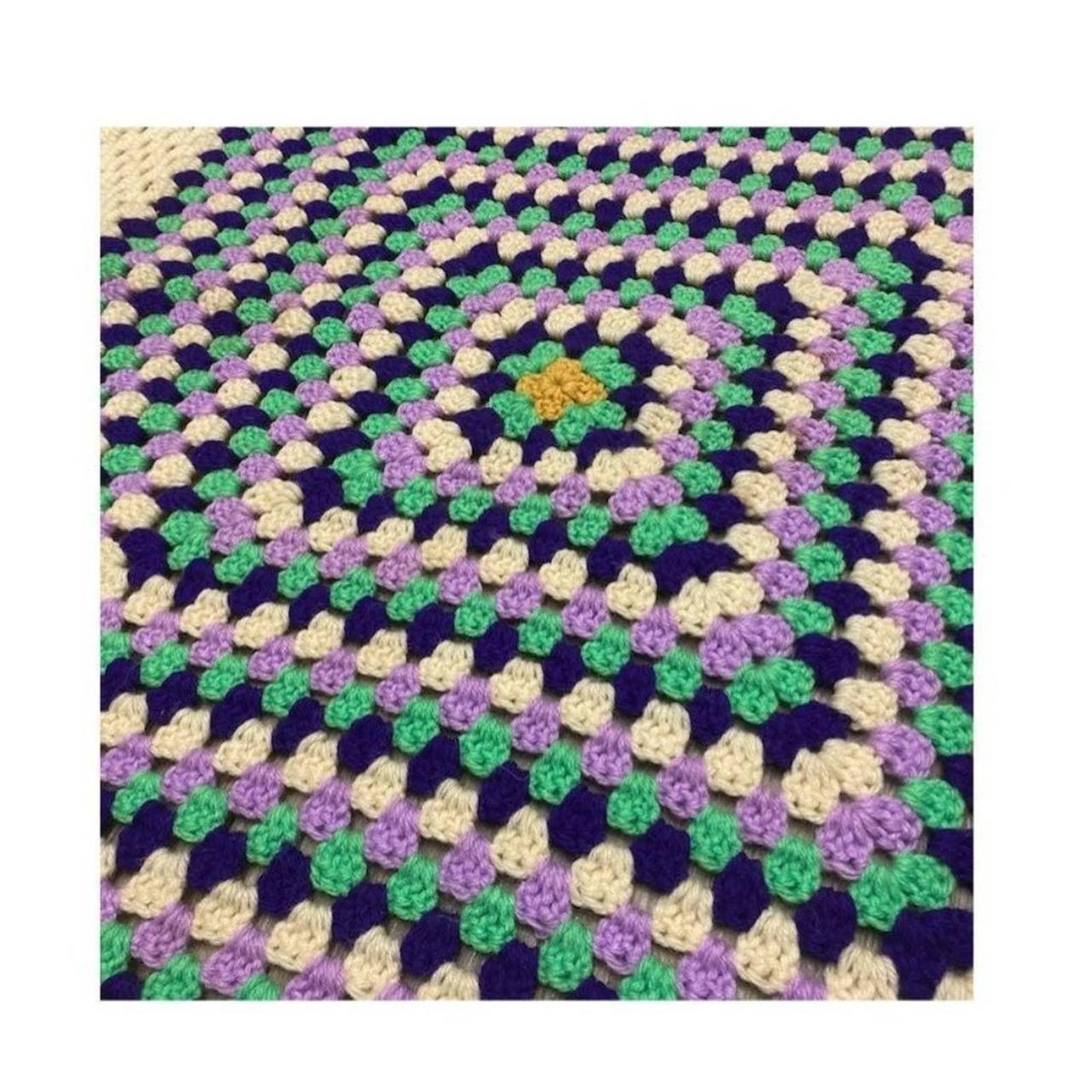 Vintage Crochet Throw blanket crochet multicolor... Depop