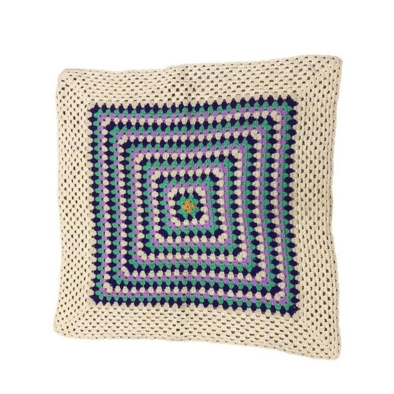 Vintage Crochet Throw blanket crochet multicolor... Depop