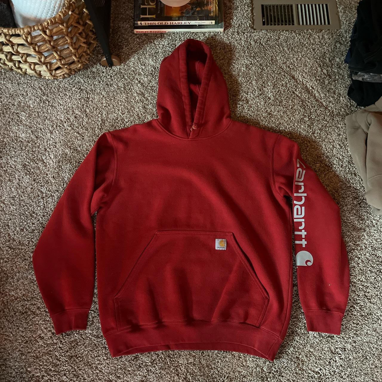 Red Carhartt Hoodie, Size M Fits more like a L No... Depop