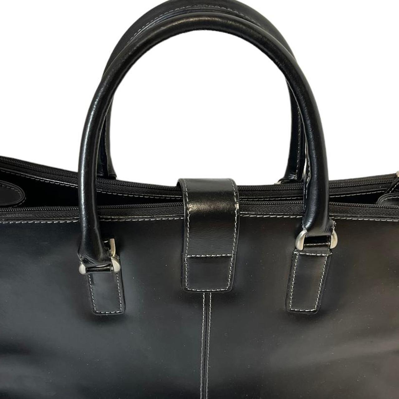 Franklin Covey” Black Faux Leather Laptop Bag / - Depop