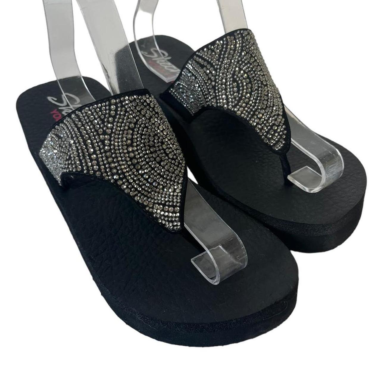 Skechers black sandals with on sale rhinestones