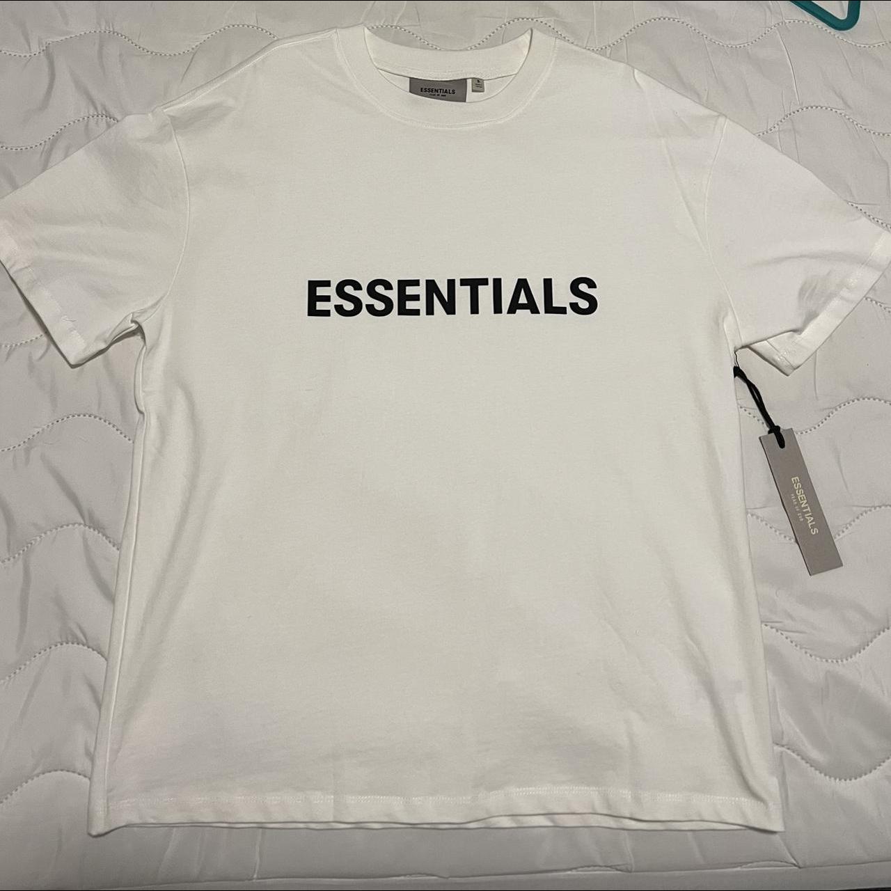 Essentials Men's White and Black T-shirt | Depop