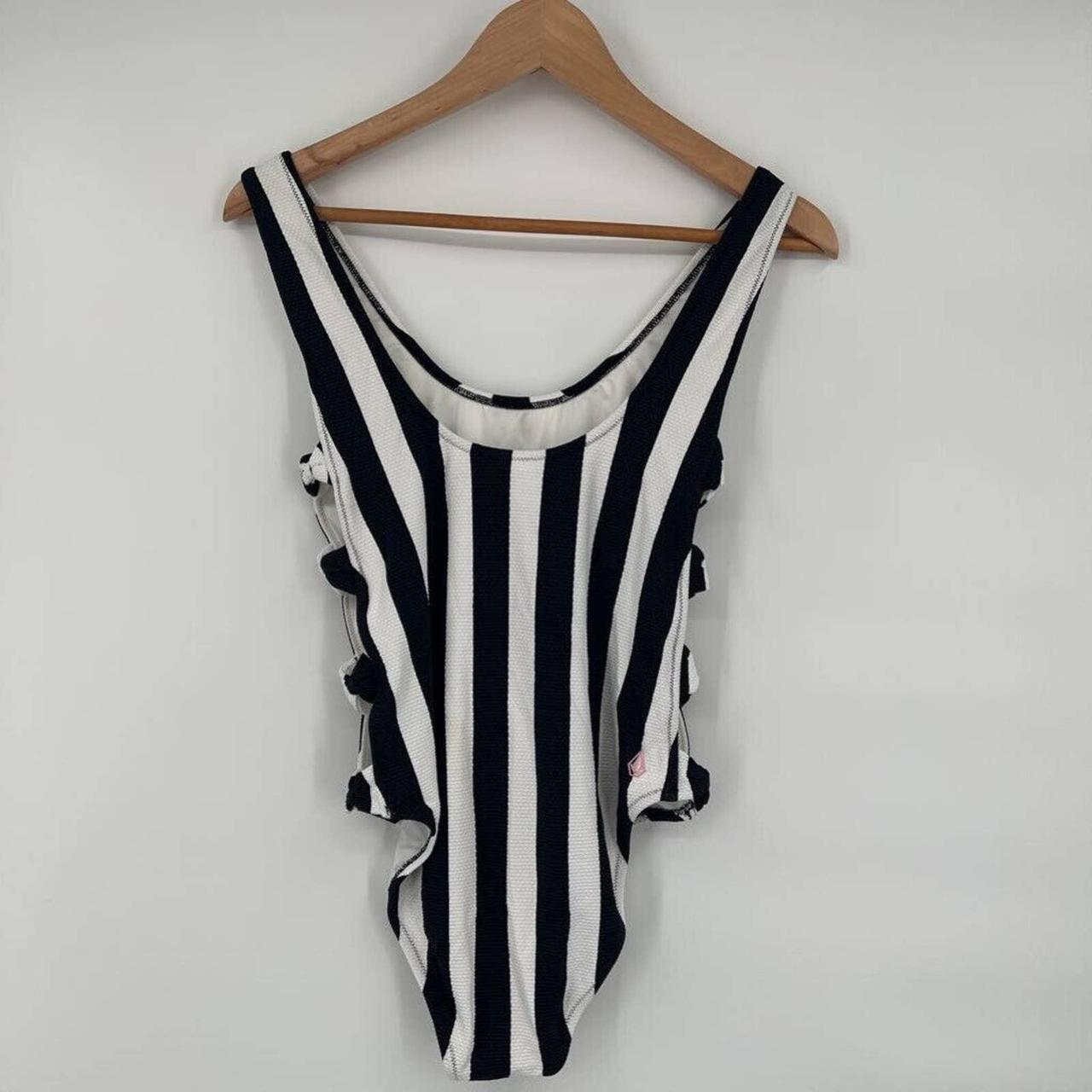 Volcom Women's Black and White Swimsuit-one-piece | Depop