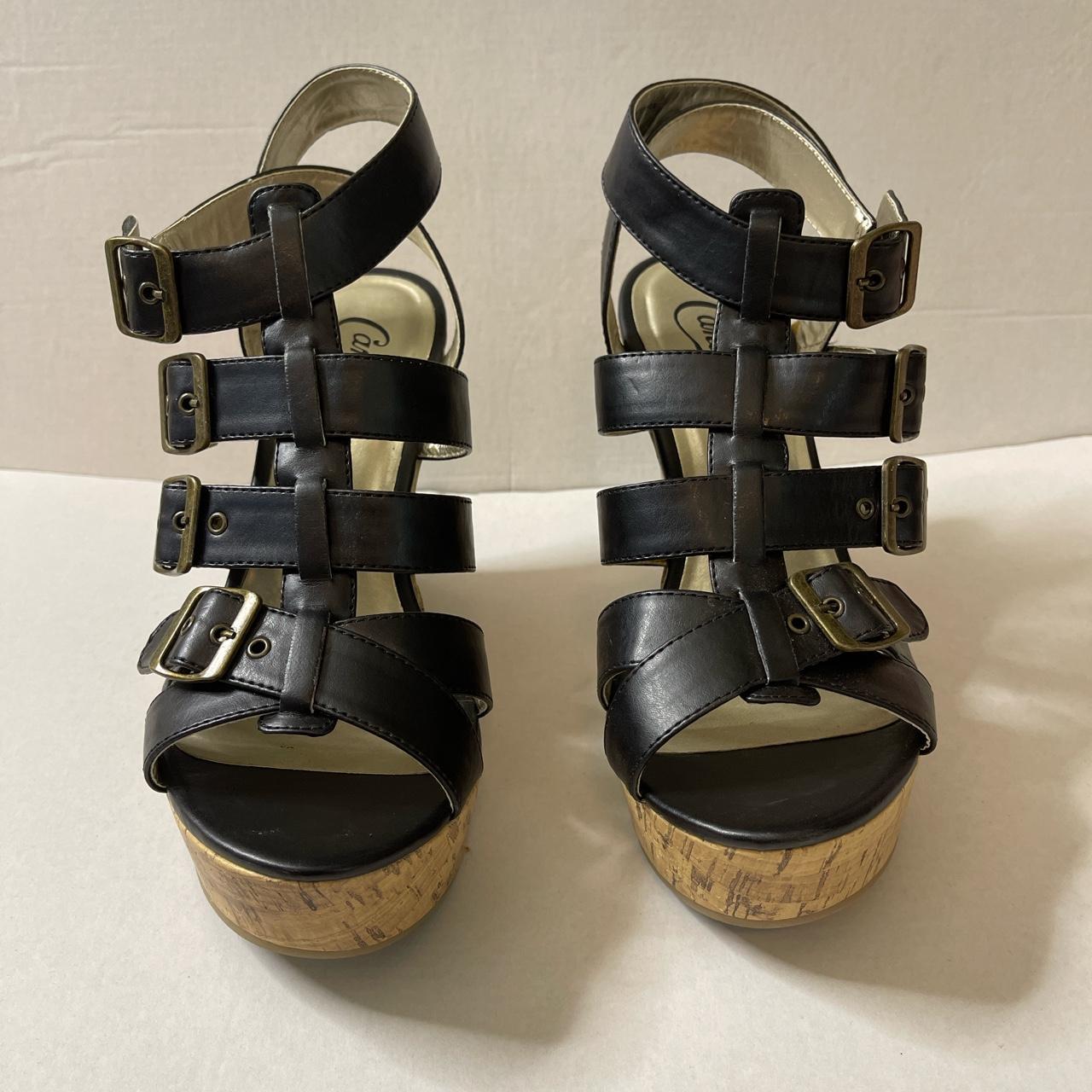 Vintage 90s Candies Made In Brazil Platform Shoes Sandals Sz 6.5 7 Wood  Leather | eBay