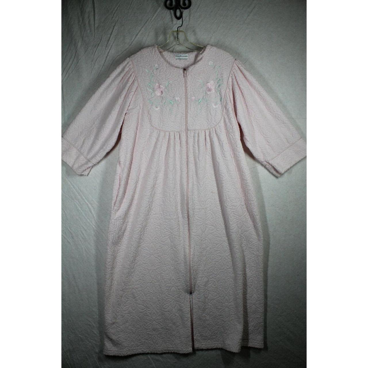 Miss Elaine House Dress Medium M Robe Pink Floral... - Depop