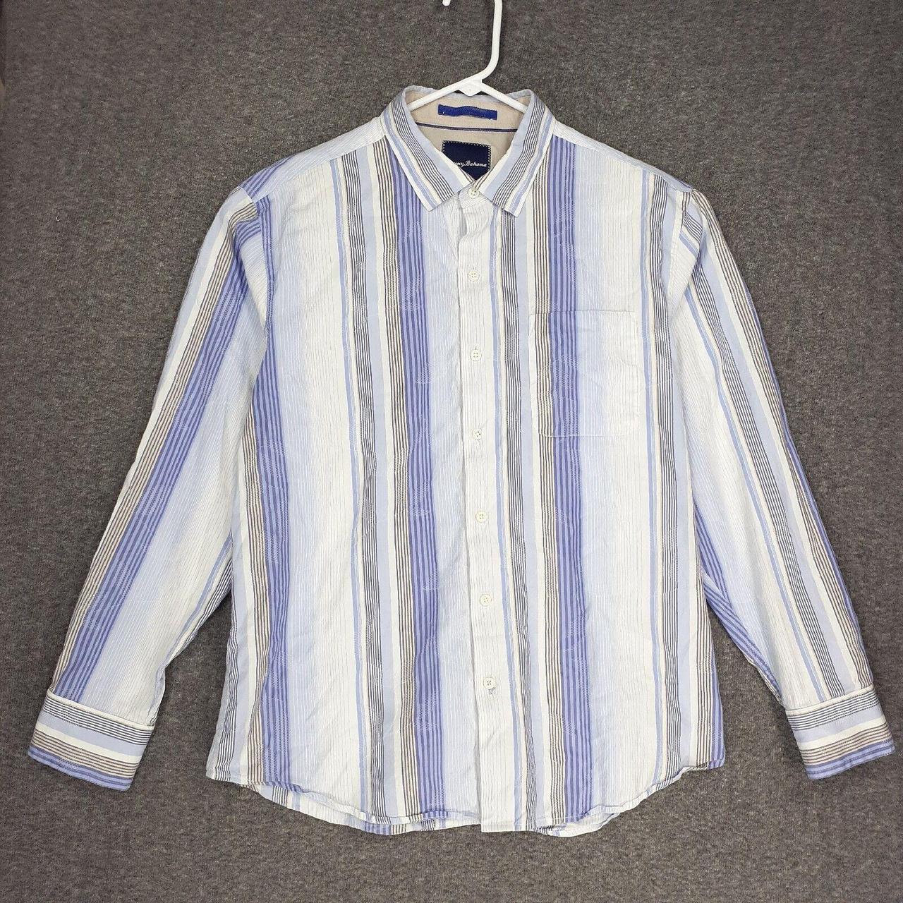 White Tommy Bahama Button-up(M) Ascents of blue - Depop