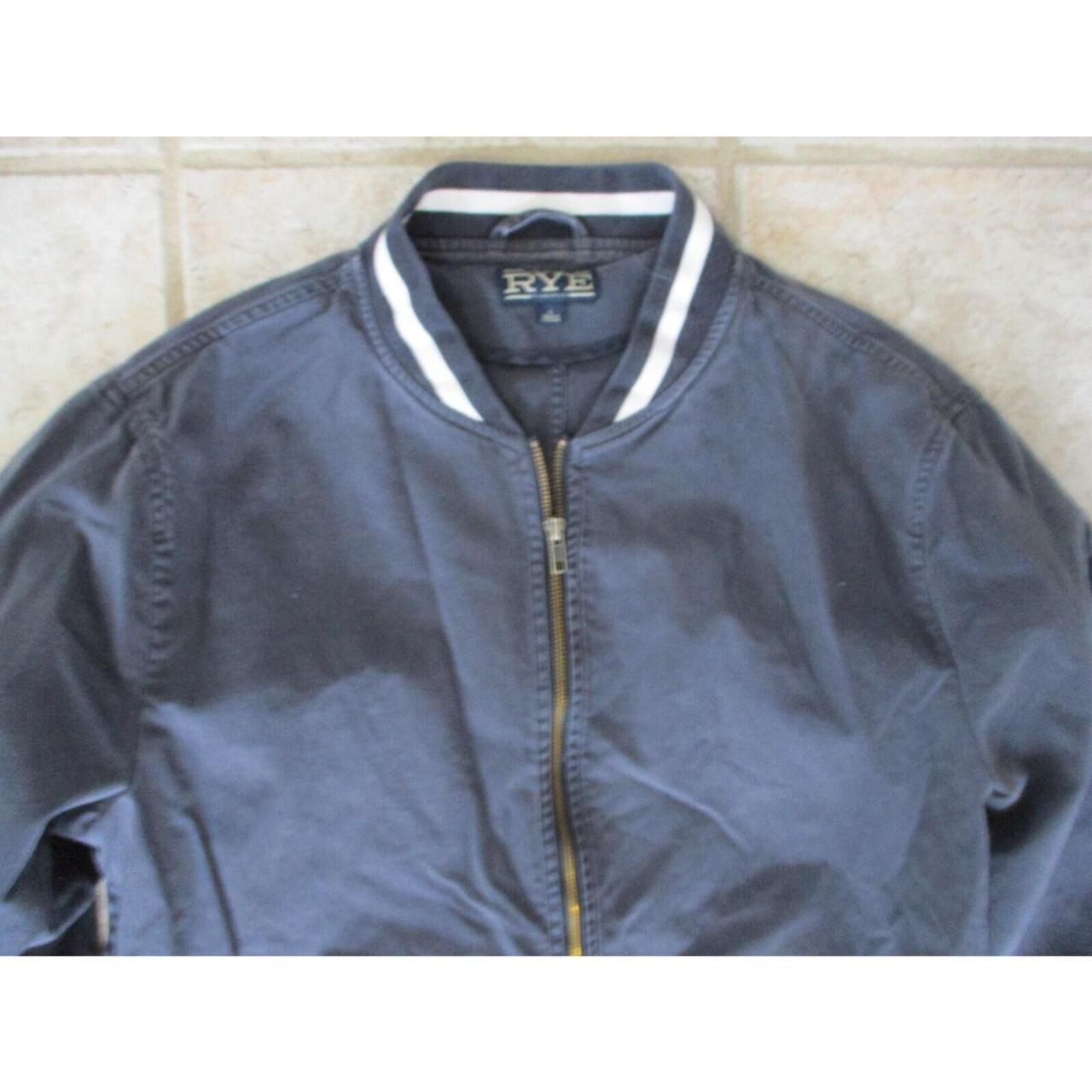 MENS NAVY BLUE RYE HAWKER ZIP FRONT VARSITY JACKET - Depop