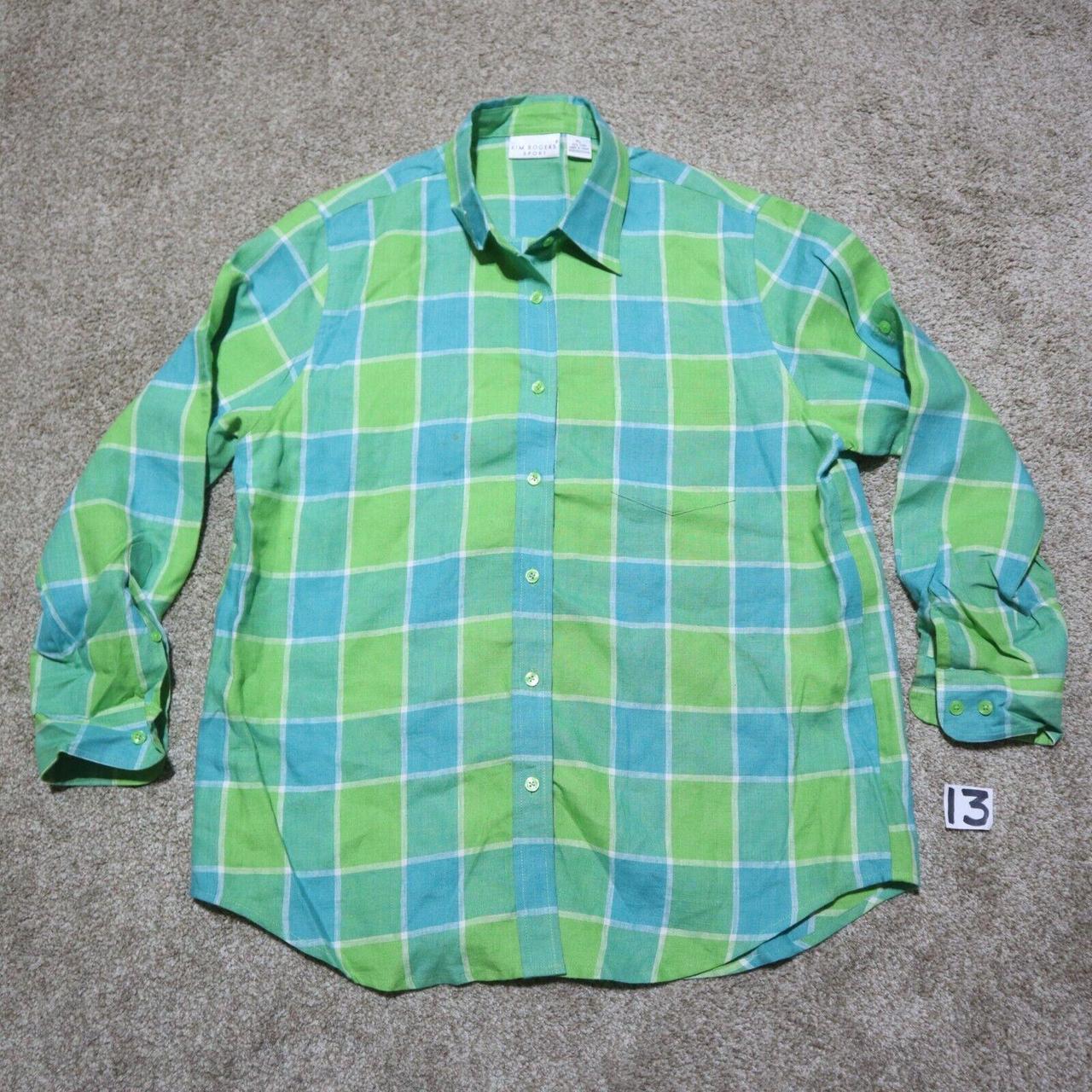 Blue Q Women's Green and Blue Sweatshirt Depop