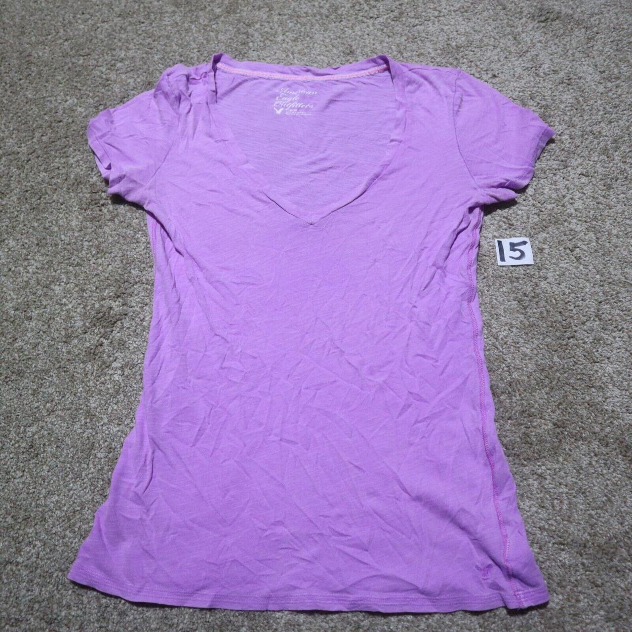 American Eagle Outfitters Solid Light Purple Shirt... - Depop