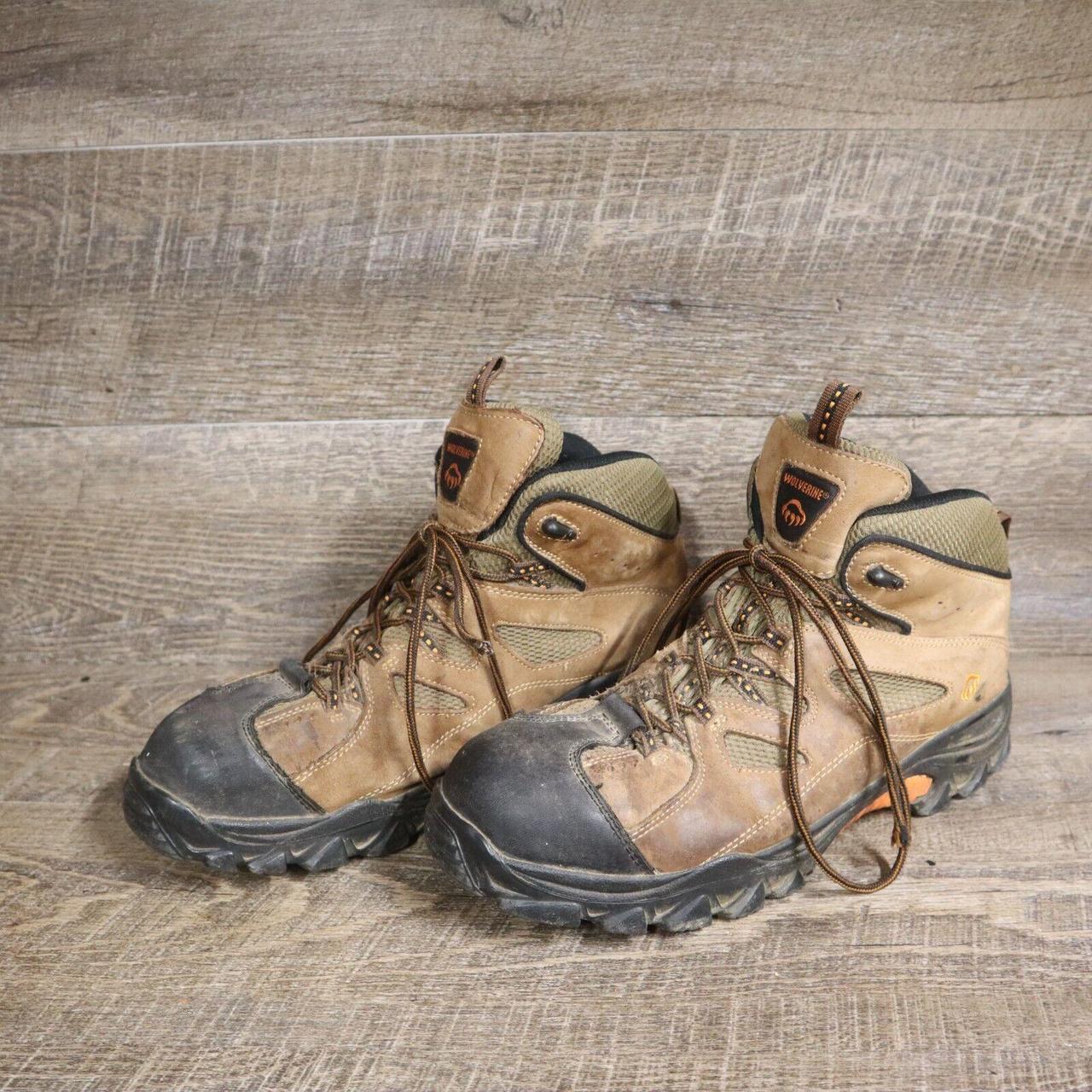 WOLVERINE HUDSON STEEL-TOE BROWN LEATHER WORK BOOTS... - Depop