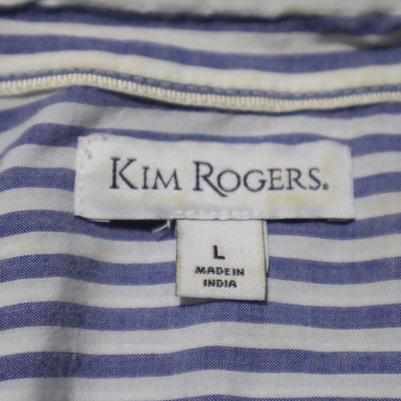 Kim Rogers Blue Striped Long Sleeve Button Up Shirt... - Depop