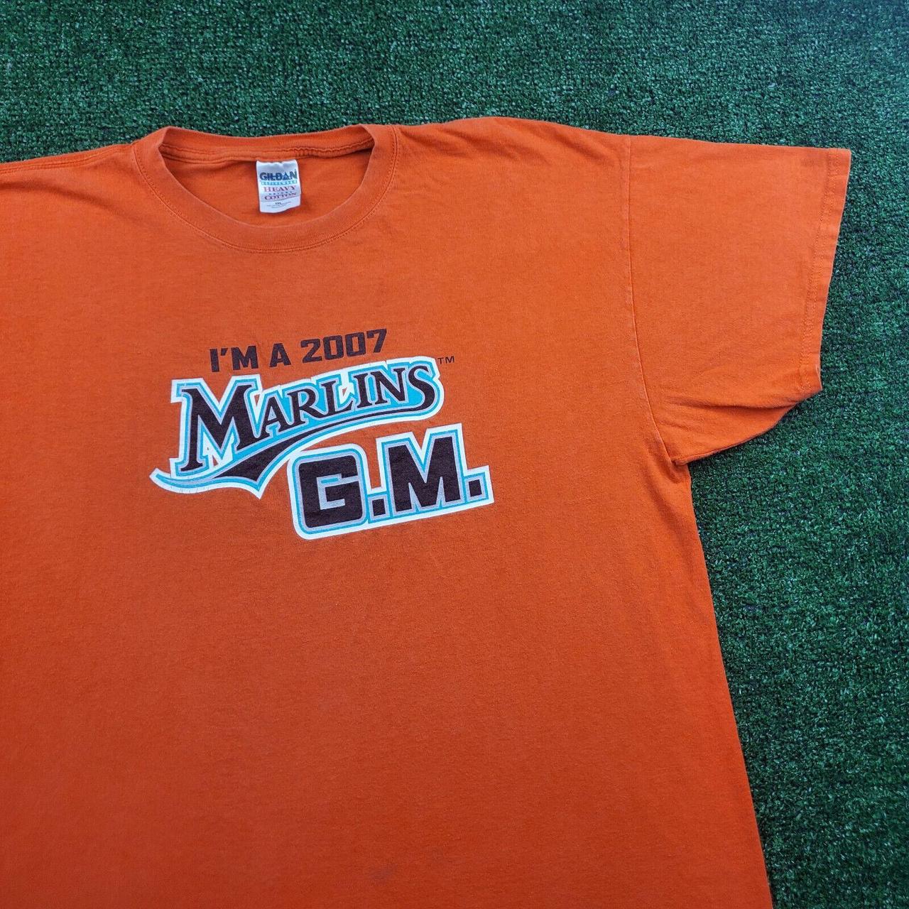 Nike T-Shirt Men's M Orange Miami Marlins MLB - Depop